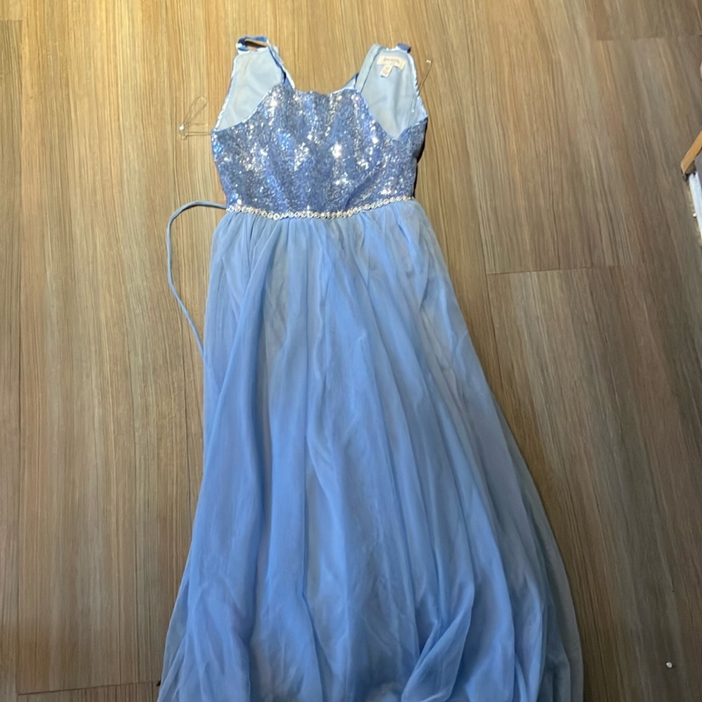 Speechless Blue Pleated Tiered Gown for Prom